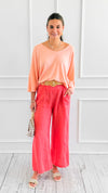 Breezy Elegant Linen Italian Pant- Coral-100 Pants-Italianissimo-Coastal Bloom Boutique, find the trendiest versions of the popular styles and looks Located in Indialantic, FL