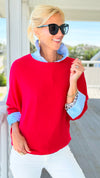 Everyday Essentials Horizontal Rib Top - Ruby-110 Long Sleeve Tops-Zenana-Coastal Bloom Boutique, find the trendiest versions of the popular styles and looks Located in Indialantic, FL
