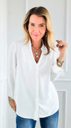 Luxe Essential Button Blouse Top - Off White-130 Long Sleeve Tops-Michel-Coastal Bloom Boutique, find the trendiest versions of the popular styles and looks Located in Indialantic, FL