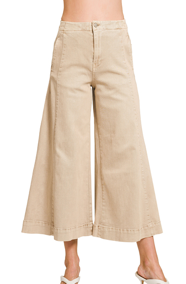 Downtown Drama Cropped Gaucho- Ash Mocha-190 Denim-Zenana-Coastal Bloom Boutique, find the trendiest versions of the popular styles and looks Located in Indialantic, FL