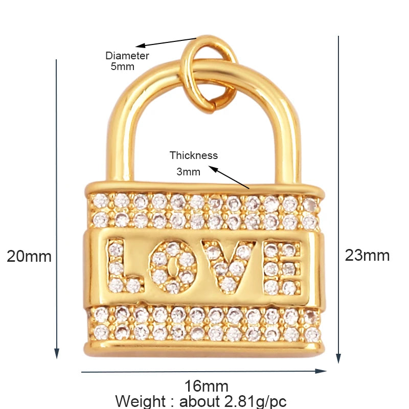 18K Gold Sparkling Love Lock Charm-230 Jewelry-Chasing Bandits-Coastal Bloom Boutique, find the trendiest versions of the popular styles and looks Located in Indialantic, FL