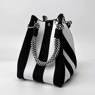 Mariner Stripe Bucket Bag - Black/White
