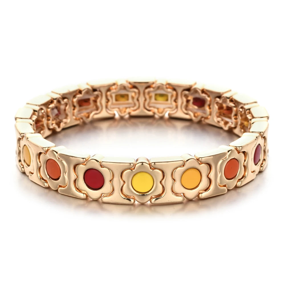 Chic Floral Elastic Bracelet - Warm-230 Jewelry-Chasing Bandits-Coastal Bloom Boutique, find the trendiest versions of the popular styles and looks Located in Indialantic, FL