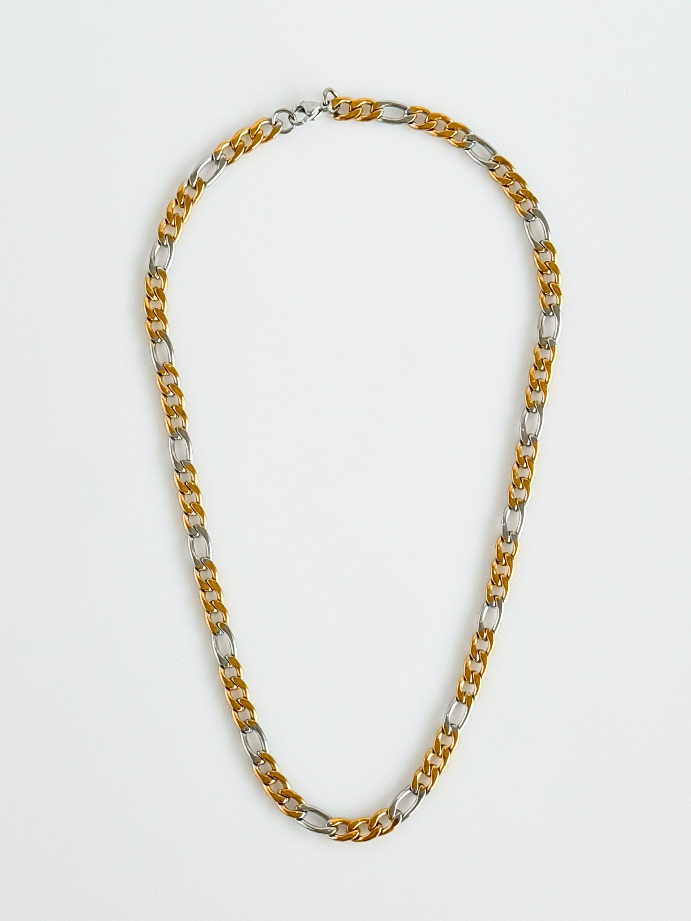 Stainless Steel Cuban Two Tone Necklace-230 Jewelry-ALEN JEWELRY-Coastal Bloom Boutique, find the trendiest versions of the popular styles and looks Located in Indialantic, FL