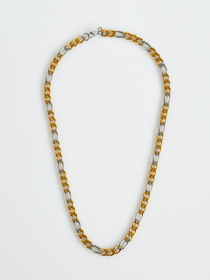 Stainless Steel Cuban Two Tone Necklace-230 Jewelry-ALEN JEWELRY-Coastal Bloom Boutique, find the trendiest versions of the popular styles and looks Located in Indialantic, FL