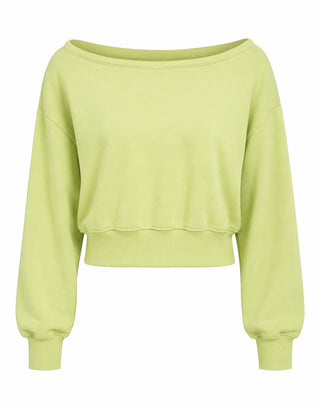 Off-Shoulder Sweatshirt Top - Lime