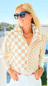 Checker Rush Puffer Vest - Khaki-160 Jackets-Blu Pepper-Coastal Bloom Boutique, find the trendiest versions of the popular styles and looks Located in Indialantic, FL