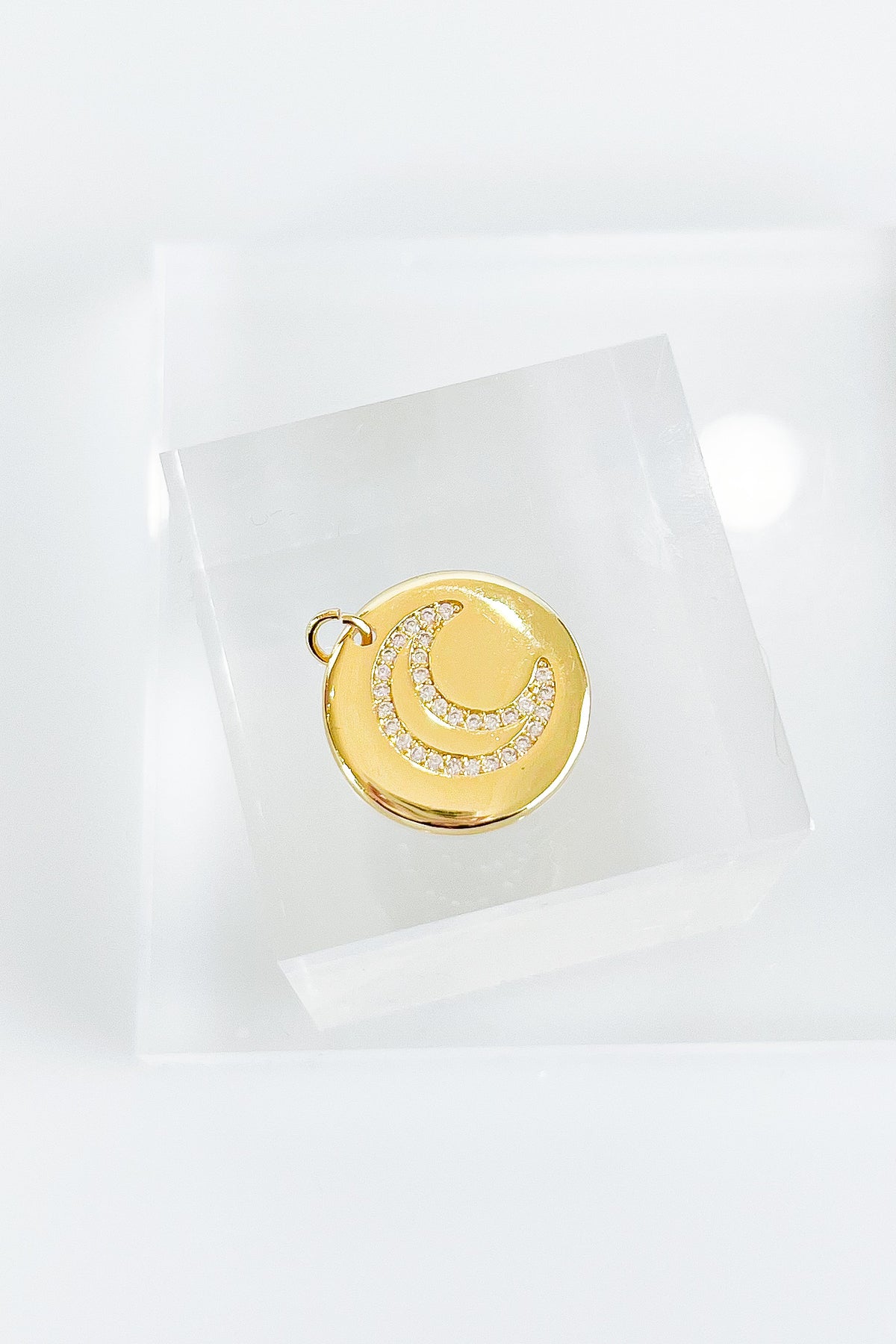 Micropave Moon Pendant-230 Jewelry-AF Designs-Coastal Bloom Boutique, find the trendiest versions of the popular styles and looks Located in Indialantic, FL