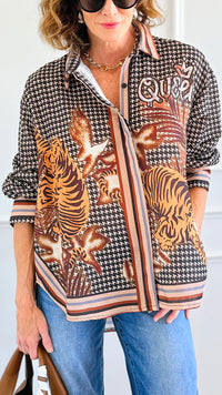 Crowned Instinct Italian Shirt-110 Long Sleeve Tops-Italianissimo-Coastal Bloom Boutique, find the trendiest versions of the popular styles and looks Located in Indialantic, FL