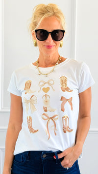 Boots & Bows Premium Italian T-Shirt-110 Short Sleeve Tops-Mitica & Co-Coastal Bloom Boutique, find the trendiest versions of the popular styles and looks Located in Indialantic, FL