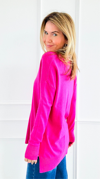 A Burst of Everyday Radiance Sweater - H Neon Hot Pink-140 Sweaters-Zenana-Coastal Bloom Boutique, find the trendiest versions of the popular styles and looks Located in Indialantic, FL