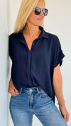 Sleeveless Hi-Low Shirt Top-Navy-100 Sleeveless Tops-BucketList-Coastal Bloom Boutique, find the trendiest versions of the popular styles and looks Located in Indialantic, FL