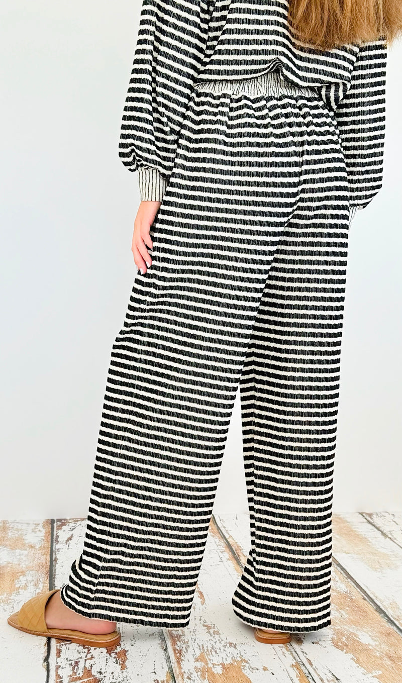 Knitted Striped Pants - Black-170 Bottoms-Fantastic Fawn-Coastal Bloom Boutique, find the trendiest versions of the popular styles and looks Located in Indialantic, FL