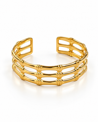 Stainless Steel Bamboo Layered Cuff Bracelet