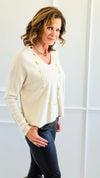 Pure Luxe V-Neck Italian Sweater- Oyster-140 Sweaters-Aute-Coastal Bloom Boutique, find the trendiest versions of the popular styles and looks Located in Indialantic, FL