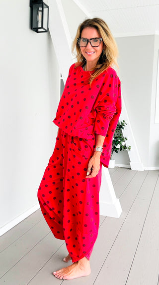 La Spezia Polka Dot Italian Barrel Cotton Set- Red