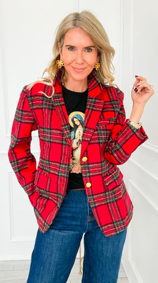 Plaid Tailored Blazer Jacket