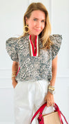 Roar and Ribbon Puff Sleeve Top-110 Short Sleeve Tops-ENTRO-Coastal Bloom Boutique, find the trendiest versions of the popular styles and looks Located in Indialantic, FL