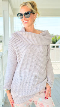 Flirt Alert Knit Foldover Sweater-110 Long Sleeve Tops-Umgee-Coastal Bloom Boutique, find the trendiest versions of the popular styles and looks Located in Indialantic, FL