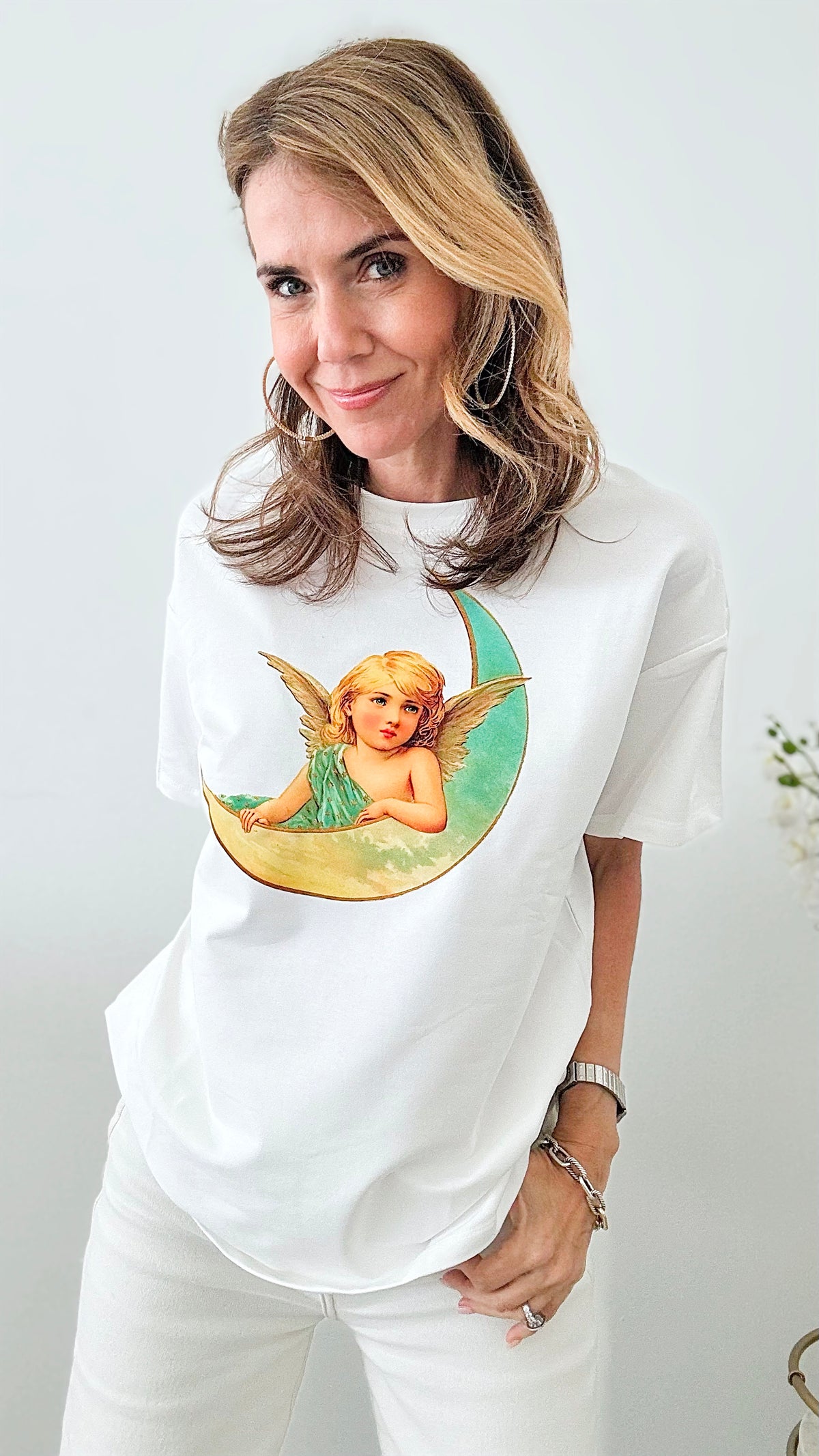 CUSTOM CB Celestial Serenity Tee - White-110 Short Sleeve Tops-Holly / in2you-Coastal Bloom Boutique, find the trendiest versions of the popular styles and looks Located in Indialantic, FL