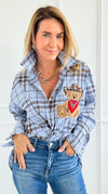 Plaid Rodeo Beary Italian Blouse-110 Long Sleeve Tops-TATTOO Z-Coastal Bloom Boutique, find the trendiest versions of the popular styles and looks Located in Indialantic, FL