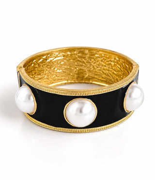 Dome Enamel Stretch Bracelet - Black