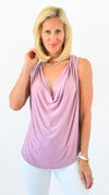 Draped Cowl Neck Top - Mauve-100 Sleeveless Tops-Ariella-Coastal Bloom Boutique, find the trendiest versions of the popular styles and looks Located in Indialantic, FL