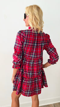 Holiday Party Plaid Tiered Dress-200 dresses/jumpsuits/rompers-day + moon-Coastal Bloom Boutique, find the trendiest versions of the popular styles and looks Located in Indialantic, FL