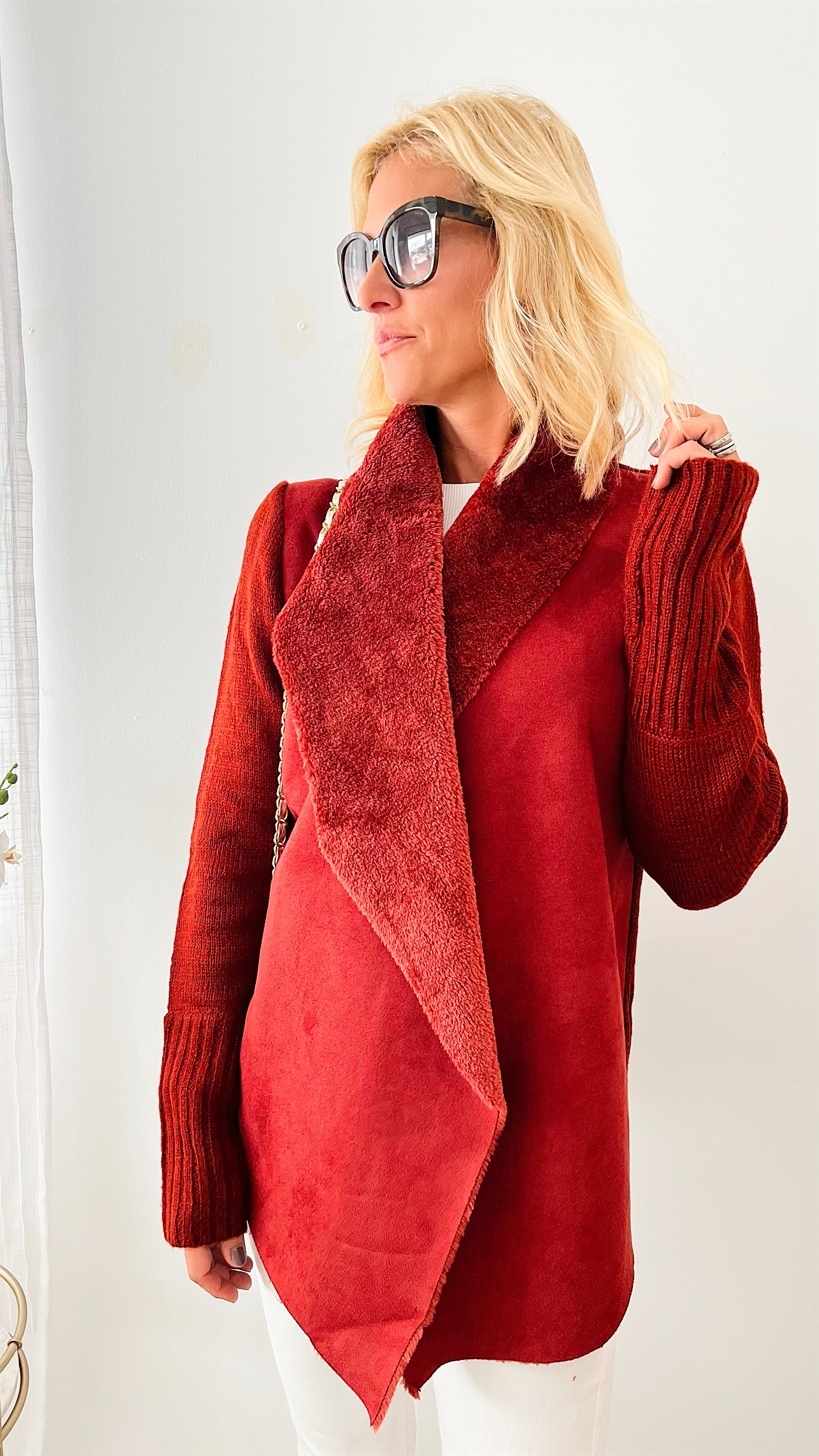 Ultra Soft Waterfall Cardigan - Rust-150 Cardigan Layers-ROUSSEAU-Coastal Bloom Boutique, find the trendiest versions of the popular styles and looks Located in Indialantic, FL