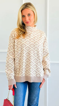 Darling Daisies Jacquard Sweater-140 Sweaters-TEA N ROSE-Coastal Bloom Boutique, find the trendiest versions of the popular styles and looks Located in Indialantic, FL