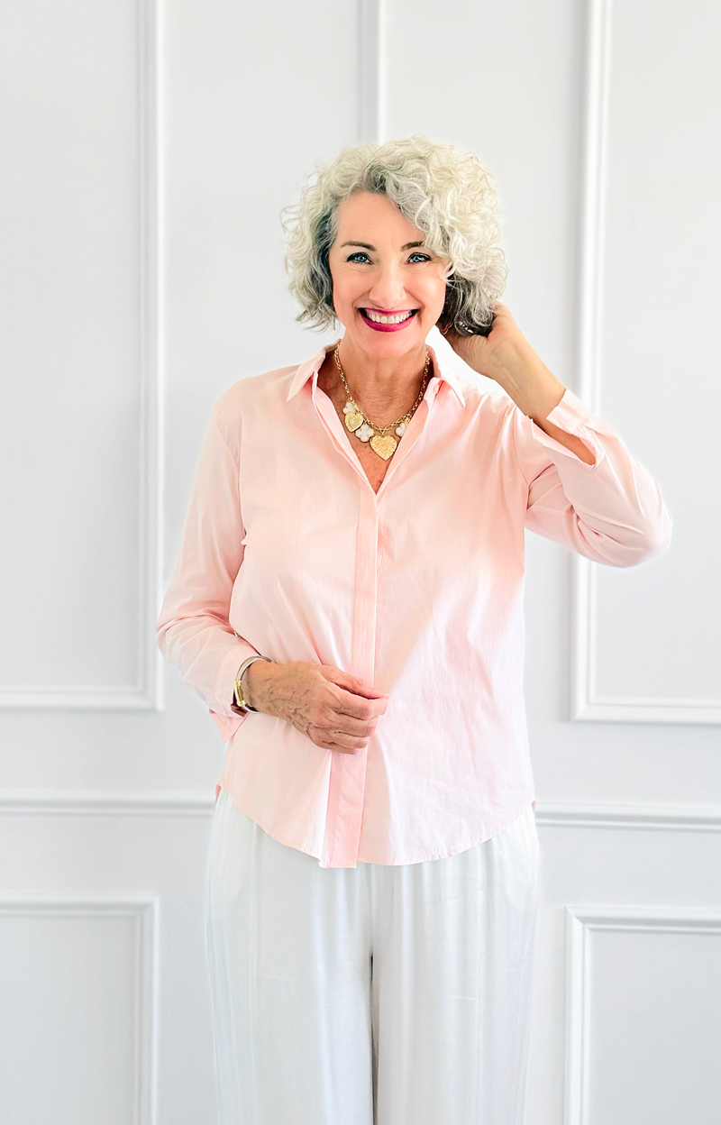 Under Pressure Italian Blouse- Light Pink-130 Long sleeve top-Italianissimo/ JOY & LOVE-Coastal Bloom Boutique, find the trendiest versions of the popular styles and looks Located in Indialantic, FL