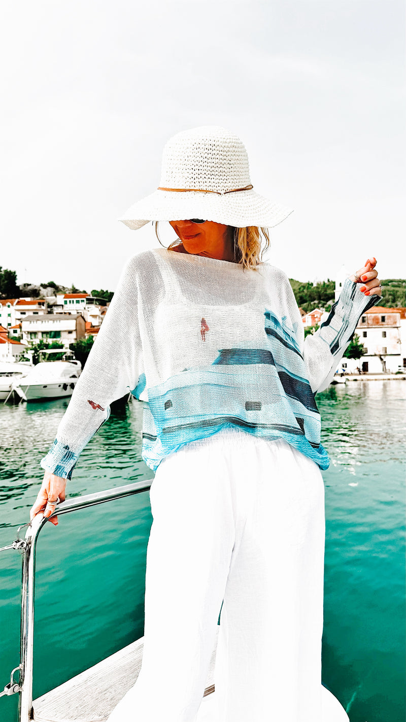 Spencer By The Sea Italian St Tropez Sweater-140 Sweaters-Italianissimo-Coastal Bloom Boutique, find the trendiest versions of the popular styles and looks Located in Indialantic, FL