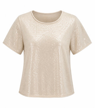 Sequin Knit Top - Cream