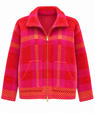 Plaid Zip Cardigan