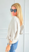 Soft Frills Italian Sweater- Ecru-140 Sweaters-Italianissimo-Coastal Bloom Boutique, find the trendiest versions of the popular styles and looks Located in Indialantic, FL