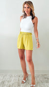 Varsity Stripe Shorts - Chartreuse-170 Bottoms-TYCHE-Coastal Bloom Boutique, find the trendiest versions of the popular styles and looks Located in Indialantic, FL