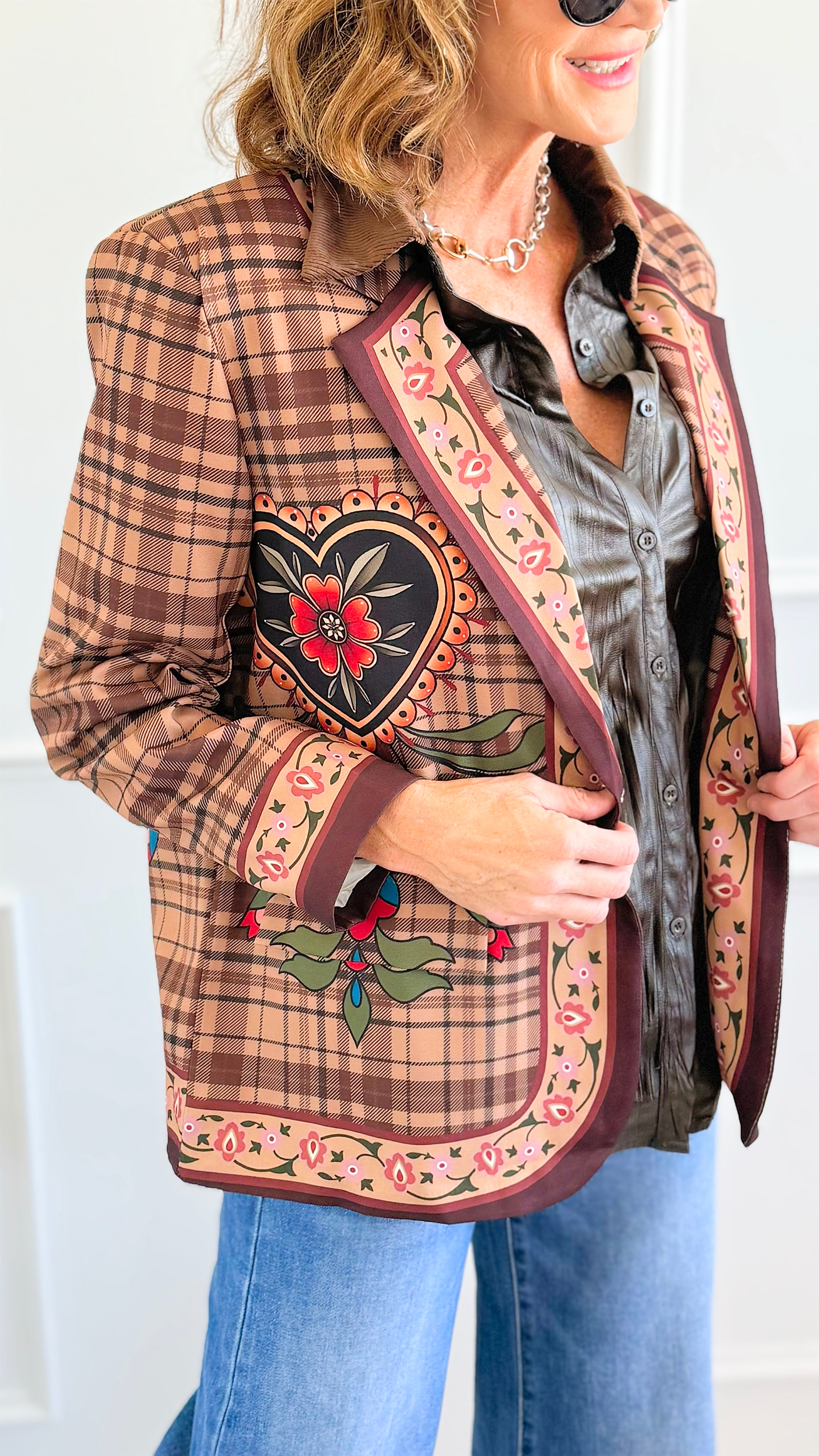 Lover's Garden Italian Blazer-160 Jackets-Italianissimo-Coastal Bloom Boutique, find the trendiest versions of the popular styles and looks Located in Indialantic, FL