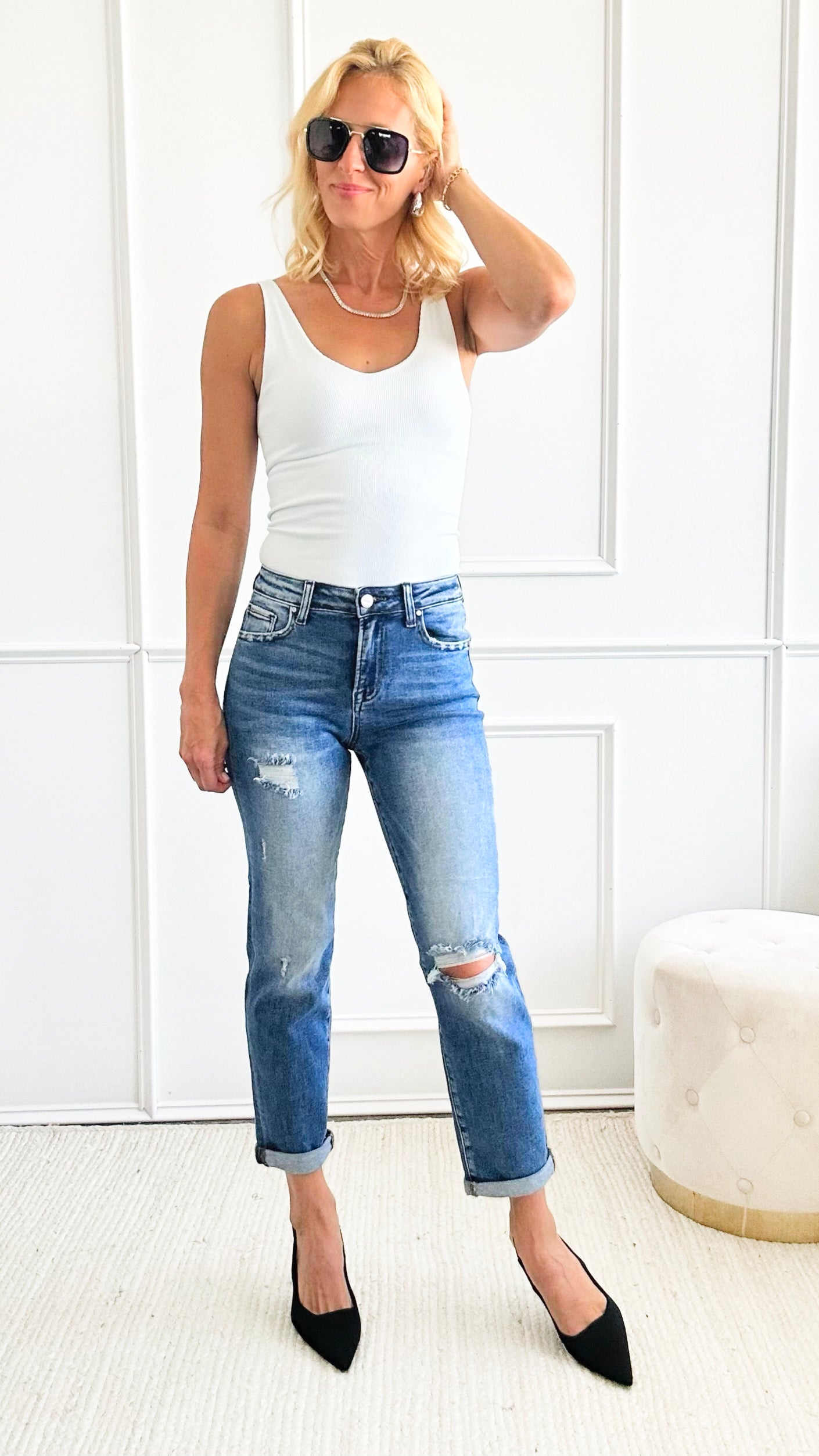 High Rise Slim Jean-190 Denim-Risen-Coastal Bloom Boutique, find the trendiest versions of the popular styles and looks Located in Indialantic, FL