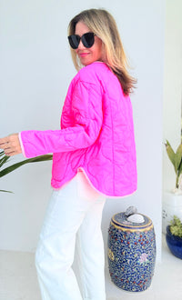 Quilted Relaxed Collarless Jacket-160 Jackets-oddi-Coastal Bloom Boutique, find the trendiest versions of the popular styles and looks Located in Indialantic, FL