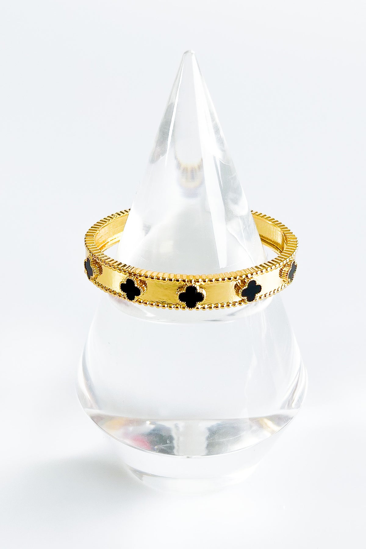 Clover Station Bangle Bracelet - Black-230 Jewelry-NYC-Coastal Bloom Boutique, find the trendiest versions of the popular styles and looks Located in Indialantic, FL