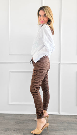 Italian Wish List Jogger - Coffee-180 Joggers-Italianissimo-Coastal Bloom Boutique, find the trendiest versions of the popular styles and looks Located in Indialantic, FL