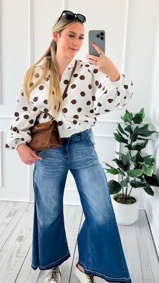 Polka Dot Snap Sweatshirt