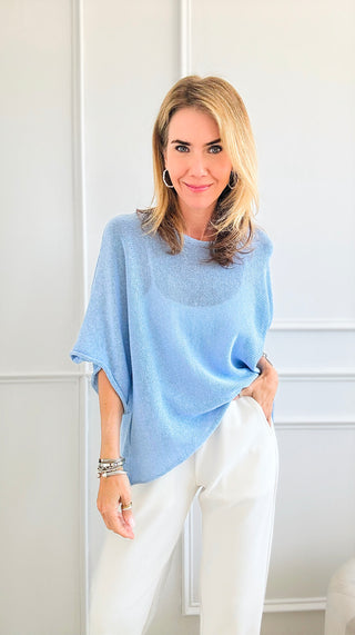 Amalfi Coast Italian Knit Pullover - Sky Blue-140 Sweaters-Italianissimo-Coastal Bloom Boutique, find the trendiest versions of the popular styles and looks Located in Indialantic, FL