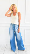 Cloud Wash Pull-On Wide-Leg Pants-170 Bottoms-American Bazi-Coastal Bloom Boutique, find the trendiest versions of the popular styles and looks Located in Indialantic, FL