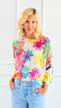 Bold Blossom St Tropez Italian Knit Sweater-140 Sweaters-FAITH/ SORPRESA-Coastal Bloom Boutique, find the trendiest versions of the popular styles and looks Located in Indialantic, FL