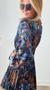 Magical Jungle Pleated Dress-130 Long Sleeve Tops-Beulah Style-Coastal Bloom Boutique, find the trendiest versions of the popular styles and looks Located in Indialantic, FL