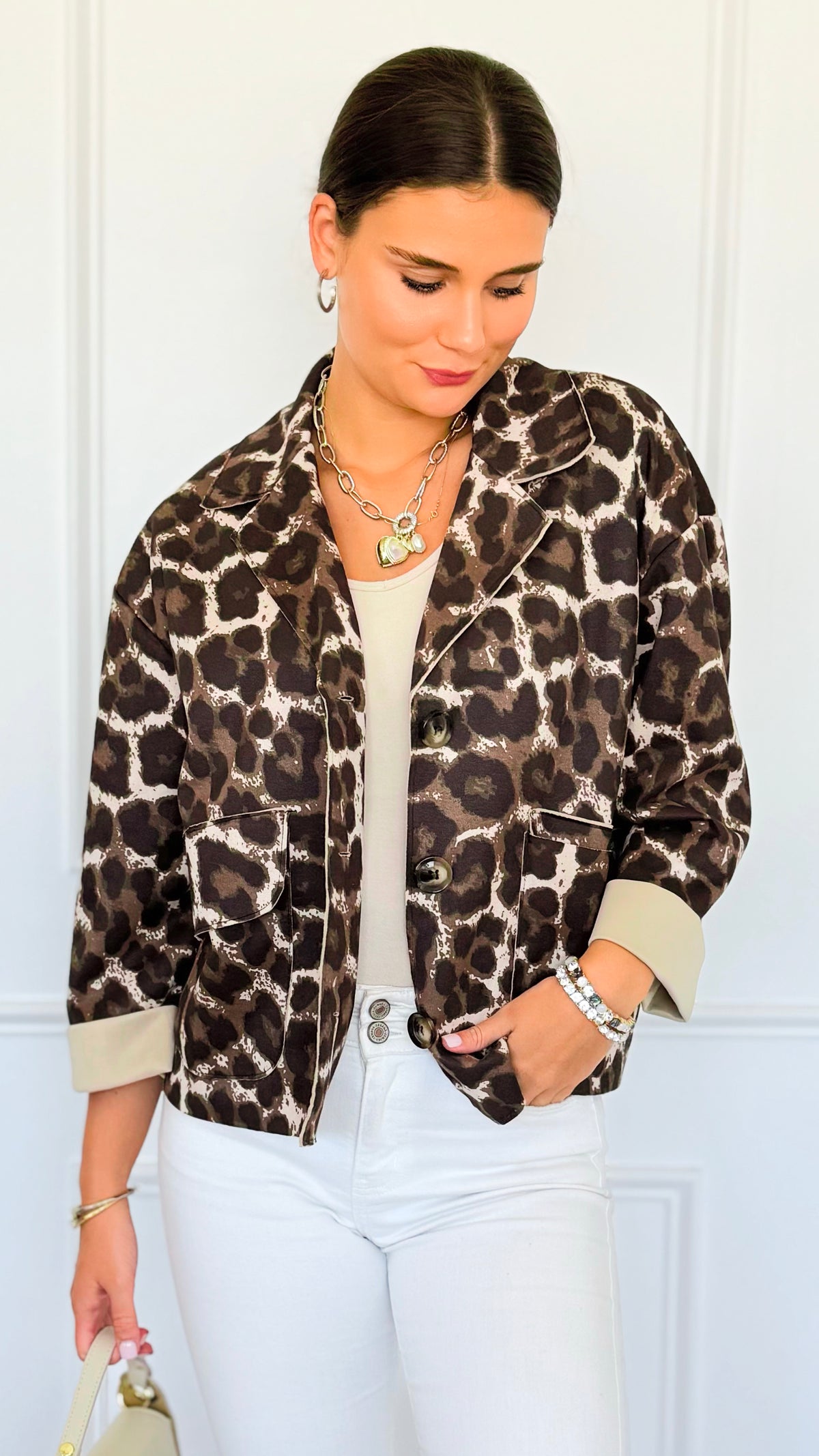Raw Instinct Cropped Italian Jacket-160 Jackets-Italianissimo-Coastal Bloom Boutique, find the trendiest versions of the popular styles and looks Located in Indialantic, FL