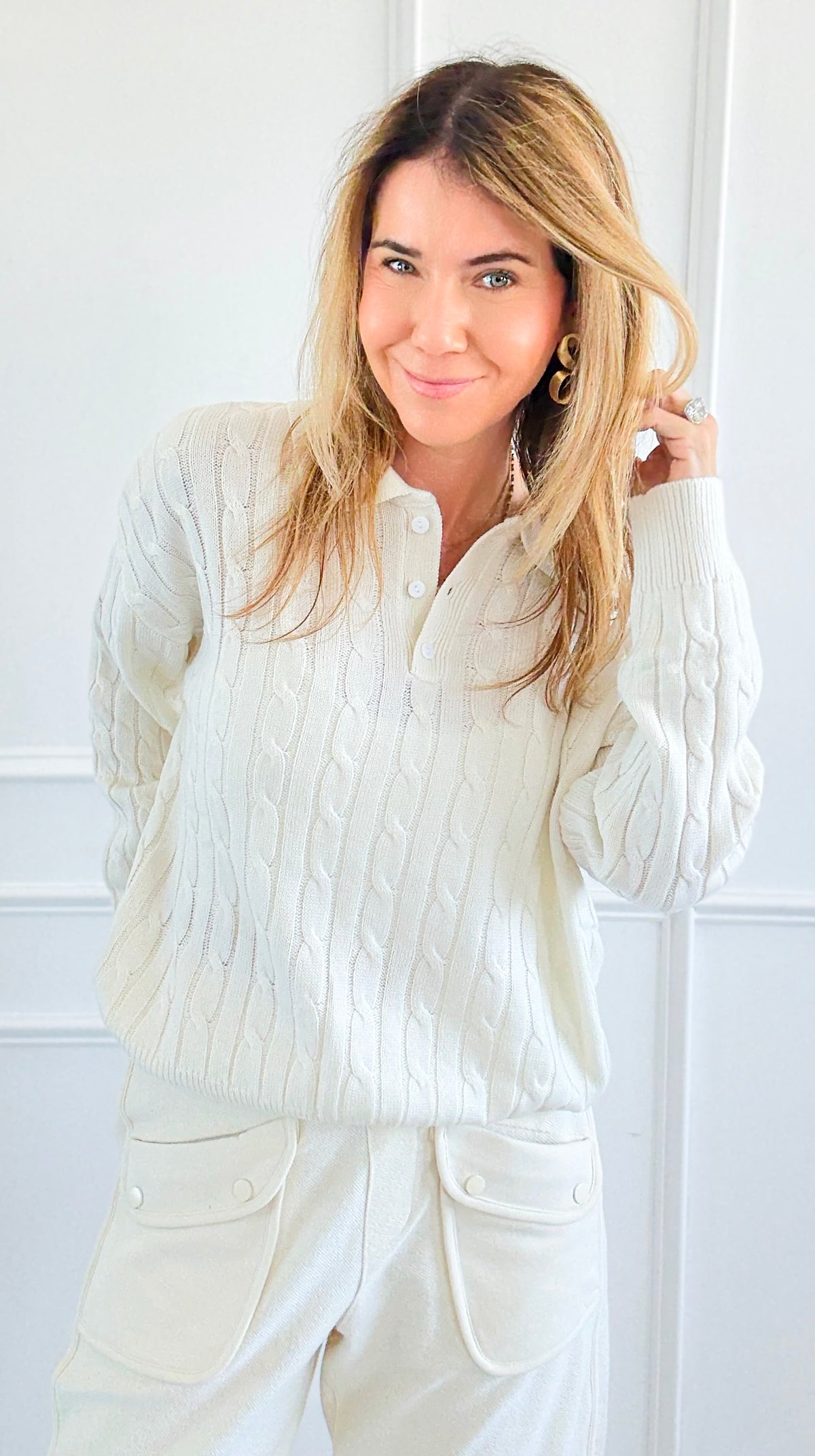 Cozy Cable Knit Sweater-Off White-140 Sweaters-V SKY-Coastal Bloom Boutique, find the trendiest versions of the popular styles and looks Located in Indialantic, FL