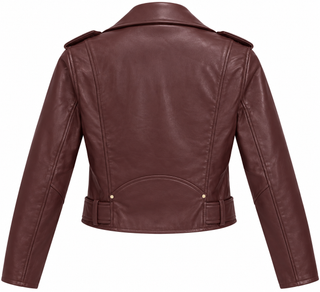 Golden Hour Faux Leather Motor Jacket - Burgundy