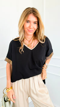 Golden Hour Trim Italian Top- Black